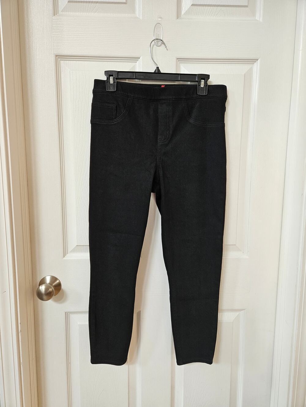SPANX Black Pull On Twill Skinny Pants Womens Large Petite Shaping Stretch